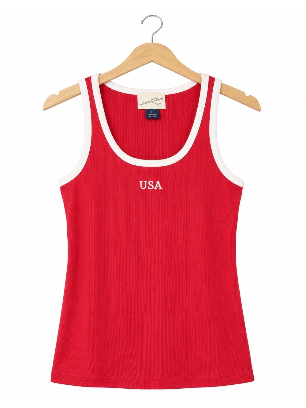 Universal Thread Red USA Ribbed Tank Top